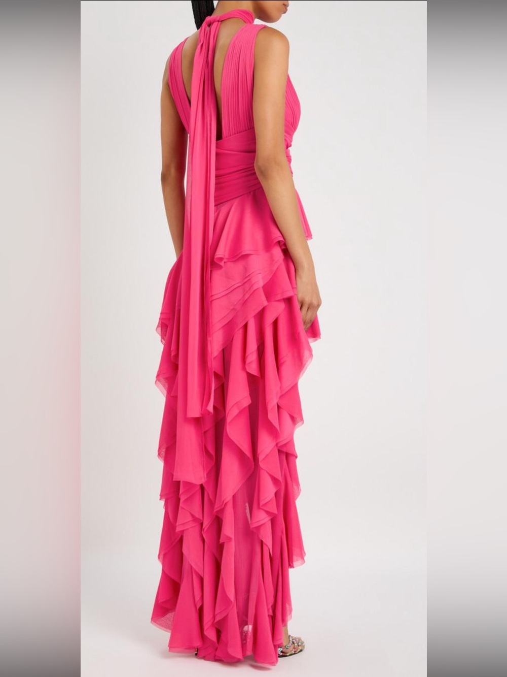 Alice + Olivia Raspberry Ruffle High Low Maxi Gown Size 2 NWT $695